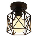 2 Pcs Ceiling Light Industrial Square Cage Metal Iron Retro Chandelier Susp