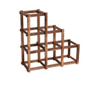 Foldable Charcoal color 6 Grid Wood Wine Holder Fashion Wine Rack Bar/Home/ E4O3