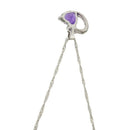 5X(Rhodium Plated Diamond Accent Amethyst Heart Shape Pendant Necklace 18" J4V8)