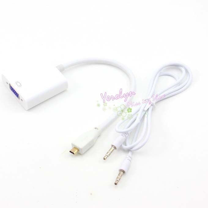 New HDMI Male to VGA Female Video Converter Adapter+3.5mm Audio Cable TV