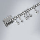 6 Hooks Kitchen Utensil Holder Hook Rail Stainless Steel Hanging Rack Holder