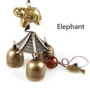 Metal Bell Lucky Feng Shui Hanging Charm Wind Chime, Chinese Elephant Fish