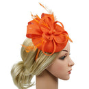 Race Wedding Feather Pillbox Hat Fascinator Derby Party Headband Clip Orange