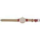 Female Arabic numbers smooth Leather belt quartz Wrist Watch Red  O7I1