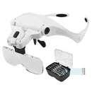 Head Glass LED Visor Head Loupe Repair Magnifier 5 Lens X 1.5X 2X 2.5X 3.5X