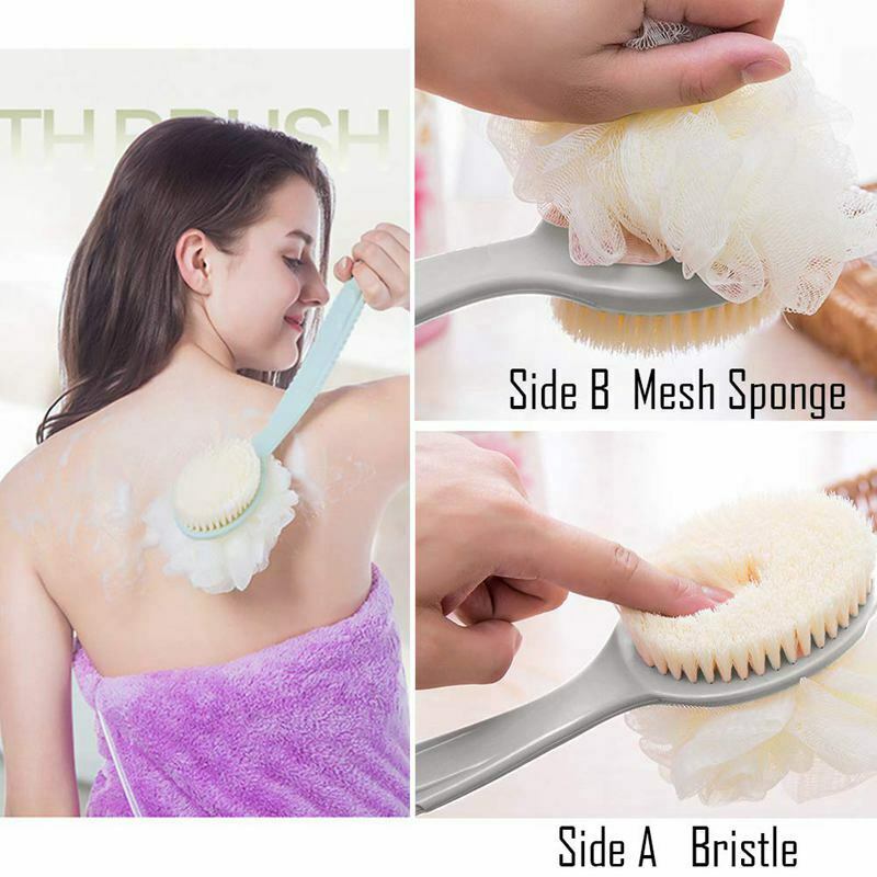 Bath Brush With Bristles And Bath Balls, 2 Pcs Back Bath Brush With Curved  A4R1