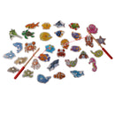 Set Of 34pcs Wooden Fishing Game Fishing Board Rods Children Role Play Game