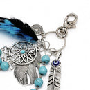 Fashion Women Natural Turquoise Feather Keychain Boho Handbag Purse Decoration