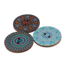 Mixed Flower Painting Round 2 Holes Wood Wooden Buttons for Sewing Crafting K8Q7