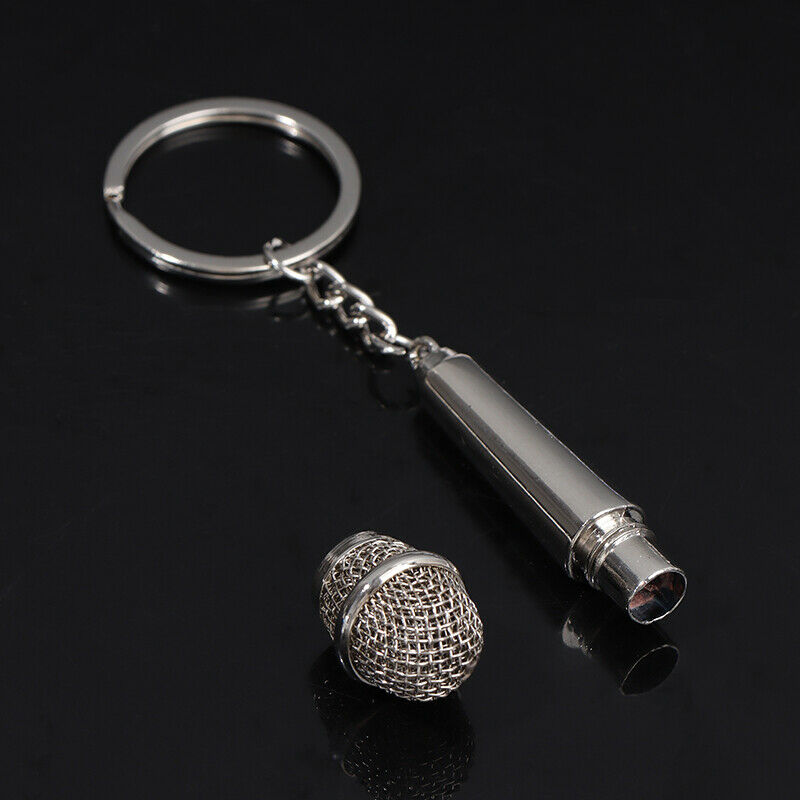 Simulation microphone keychain creative gift personalized car bag pendantB Ew