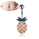 Pineapple Steel Navel Rings Crystal Belly Button Ring Bar Body PiercingJewelrJ&j