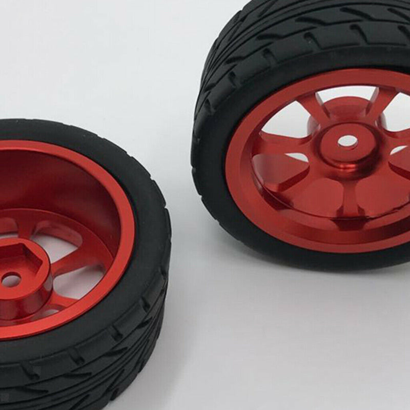 4Pieces Tires Wheel Rims Set fits WLTOYS 144001 1:14 A959 A949 RC Parts Red
