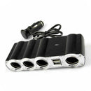 4 Way Car Socket Splitter w/2 USB Port Adapter Charger DC 12V Lighter