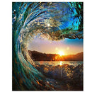 Sea Wave Sunset DIY Oil Painting by Numbers Kit Linen Canvas for Beginner