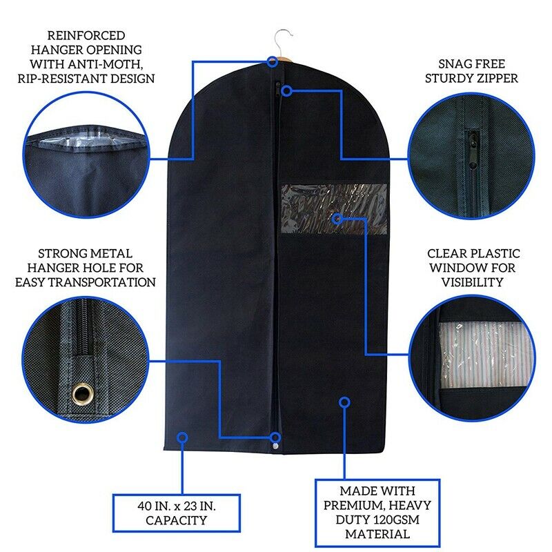 Garment Bags - Breathable Garment Bag Covers Set of 5 for Suit Carriers, Dr C8C8