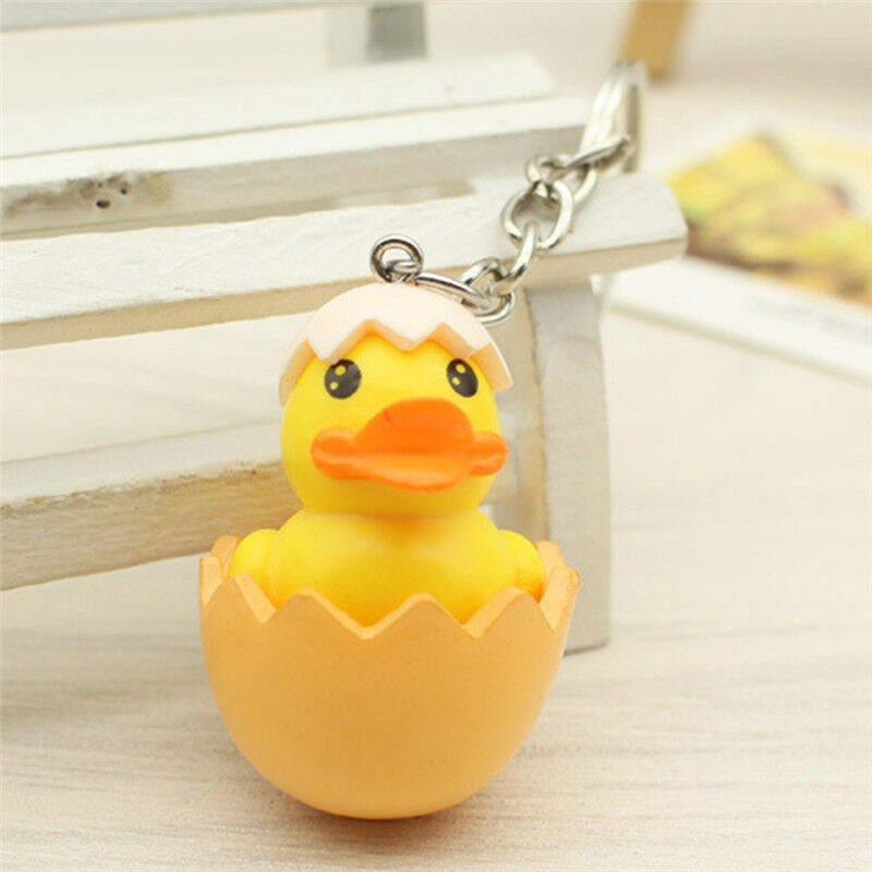Cute Yellow Duck Keychain Cartoon Animal Bag Hanging Pendant Keychain KeyringLJ