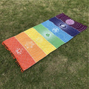 Hot Rainbow Beach Mat Mandala Blanket Wall Hanging Tapestry Stripe Yoga Tow W7Q3