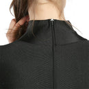 Women One Piece Swimsuit Long Sleeve High Neck Zipper Back Bodysuit Jumpsuit