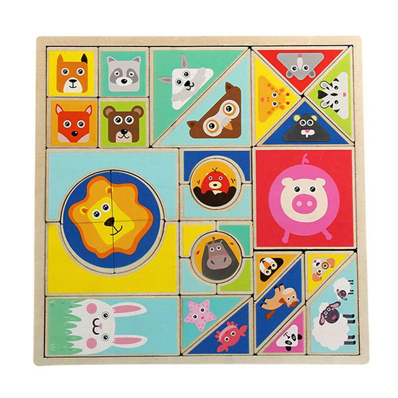 1 Set Children Wooden Toys Tangram Early Education Puzzle Building Blocks