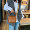 Women Fashion Wide Shoulder Messenger Bag PU Leather Retro Handbag (Brown) A#S