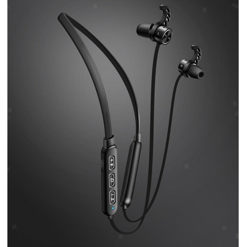 Sports Bluetooth Earphone Magnetic Earpiece Wireless Neck-hook Headset black