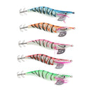 5Pcs Fishing Lures Squid Jig Hooks Wood Shrimp Artificial Lures Glow Bait