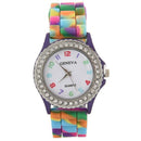 Women Silicone Crystal Bling Analog Digital Quartz Wrist Watch Color:Pink