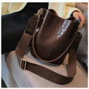 Women Large Capacity Alligator Bucket Bags Crocodile Pattern Handbag Casual I1A4