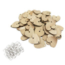 100x Round Heart Wooden Chips Slices Discs Board Tags DIY w/ Assembly Hook