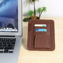 Car Sun Visor Organizer PU Leather Storage Bag for Glasses Card (Coffee) A