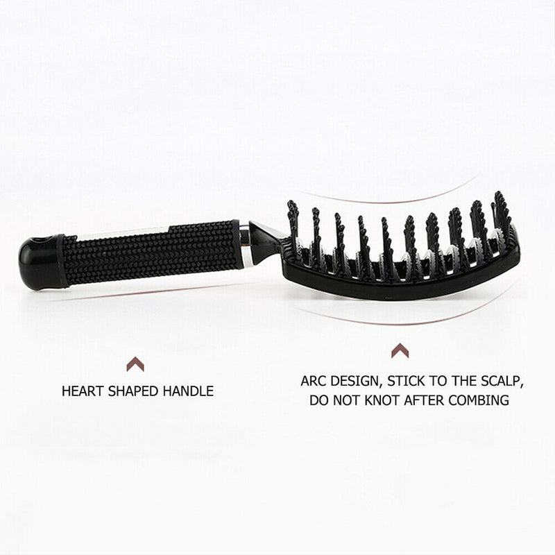 Hair Scalp Massage Comb Curly Detangle Hair Brush Hairdressing Tool (Black) A