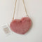 Heart Shape Messenger Bag Women Girl Plush Chain Shoulder Handbag (Bean)