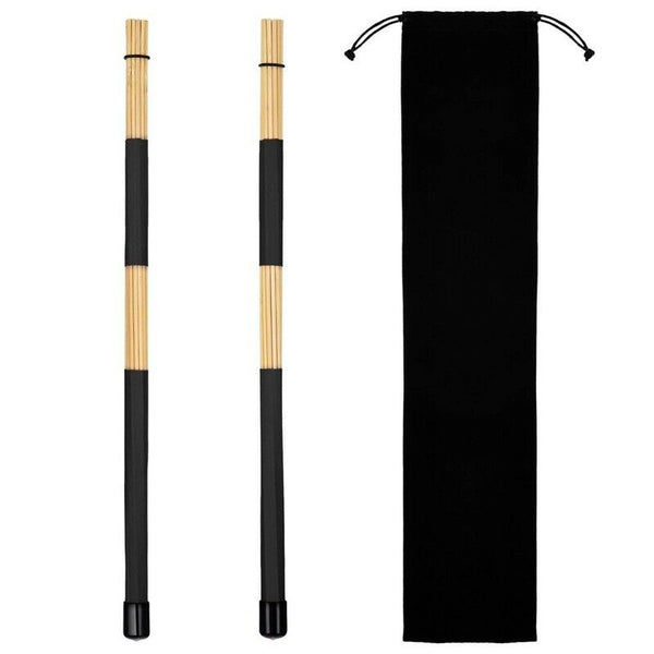 1 Pair Rods Drum Brushes Sticks Drum Stick Set for Jazz Folk Music (Black)