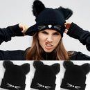 New Cat Ear Beanies Warm Winter Knitted Cute Cat Beard Crochet Braided Hat