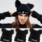 New Cat Ear Beanies Warm Winter Knitted Cute Cat Beard Crochet Braided Hat