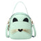 Women PU Leather Crossbody Messenger Bag Cute Cat Shoulder Backpack (Green)