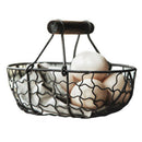 Iron Retro Fruit Egg Bread Storage Basket Wood Handle Kitchen Organizer