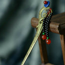 Wedding Retro Hair Clasp Hairpin Chinese Tassel Beads Slide Metal Hair Stick