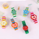 Children Babys Cartoon Wooden Crafts Wristwatches Bracelet Watch Toys Student