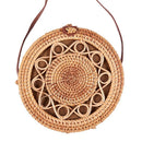 Woven Rattan Bag Round Straw Shoulder Bag Small Beach Handbags Women Summer E4D1