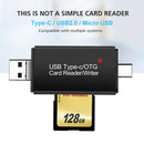 3 in 1 Type-C USB Micro OTG Adapter PC Phone SD/TF Card Reader Flash Drive A