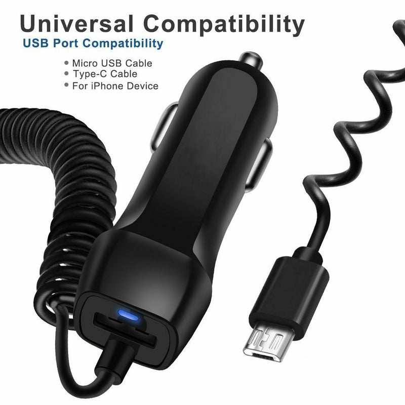 Auto Fast Charging Car Charger with Retractable Cable Phone Charger USB Wit U4Y7
