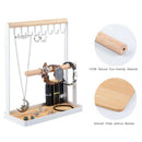 Jewelry Display Stand Holder with Wooden Ring Tray and Hooks Storage Neckla