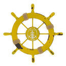 Wood Anchor Boat Ship Wheel Wall Plaque Nautical Beach Tropical Decor Yellow