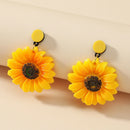 Exaggerated Sunflower Ear Dangle Korean Women Studs Earrings Jewelry Gift
