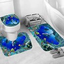 4Pcs Home Bathroom Decor Set Cartoon Dolphin Pattern Toilet Seat Cover Bath