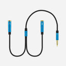 2 in 1 3.5mm Audio Cable 1 Male to 2 Female Headphone Microphone AUX Cord