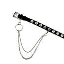 Womenn Punk Leather Belt Rivet Eyelet Stud Grommet Holes Buckle Chain New SA BX