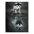 5D Diamond Dog Reflected Wolf Embroidery DIY Cross Stitch Home Decor