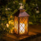 Solar Powered Lamp Candle Hanging Lantern Outdoor Patio Garden Light Iron